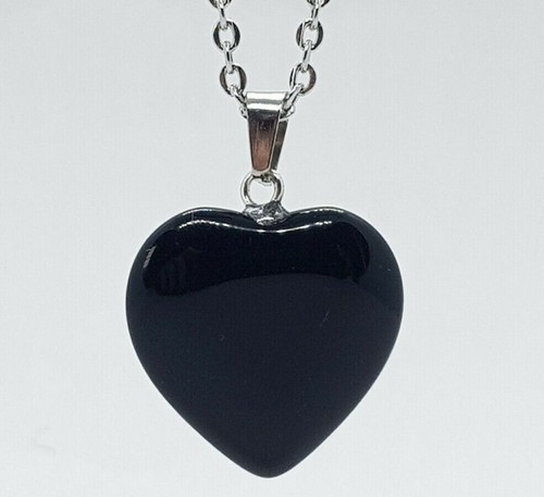 Obsidian necklace love heart - obsidian,