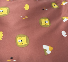 Sweat Print Fleece Pink Lion Fabric Approx 1.4 x 8 Meters