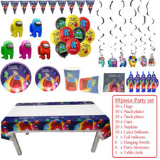 Among Us tableware set cups napkins foil balloons kids birthday party decoration