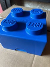 Vintage LEGO 4 Storage Brick Plastic Blue Box 1985 Retro Rare 4237349 Lunch 13cm