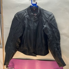 HEIN GERICKE BLACK LEATHER BIKER JACKET WITH HIPROTEC 42 INCH