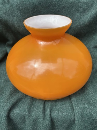 Vintage orange glass oil lamp - vintage,