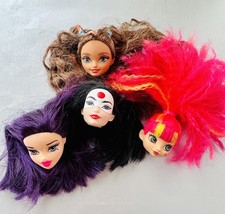  4 Doll Heads For Ooak Custom Bratz Cave Club DC superhero girls Barbie besties 