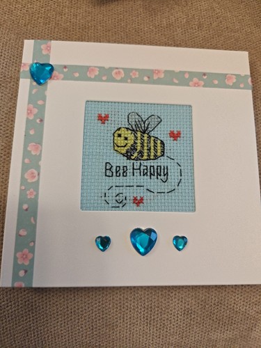 Handmade cross stitch card - cross,