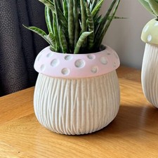 Small Pink Mushroom Planter 10.5cm Indoor Toadstool