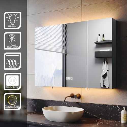 Black led bathroom mirror - black,