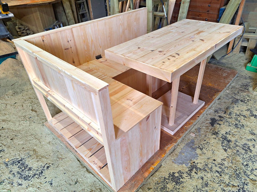 Light wood corner bench with - corner,