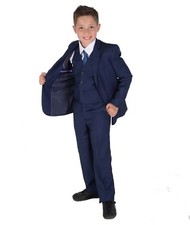Boys Suits 5 Piece Wedding Page Boy Party Prom Suit Blue Black Grey 2-14 Years