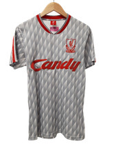 VINTAGE LIVERPOOL FC Men's UK S Grey Retro 89-91 Away Football Shirt Pre Loved
