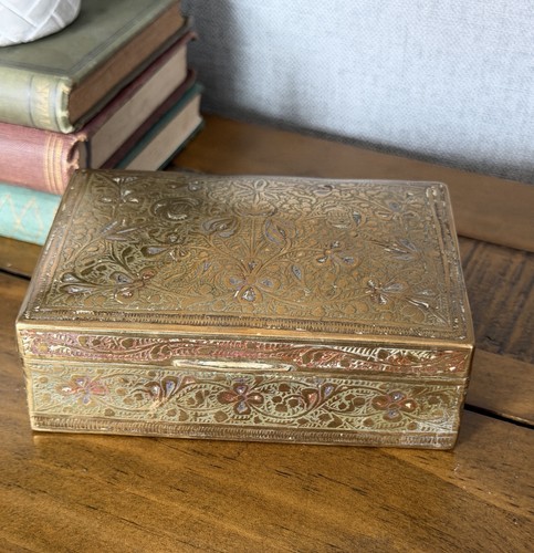 Vintage etched brass wood - vintage,
