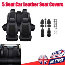 Black Leather Full Set 5 Seat Covers Front & Rear Protector For MG ZS 2001-2023.