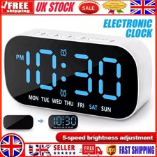 LED Electric Digital Alarm Clock Mains Power Mirror Display Bedroom Bedside UK