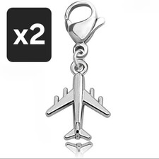x2 Small Metal Silver Airplane