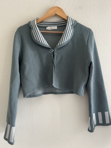 Sage green sailor cardigan - green,