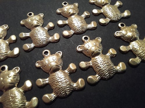 Stamped brass teddy bear - stamped,