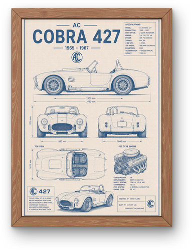 Cobra 427 blueprint poster - cobra,