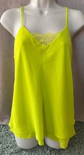 Neon yellow strappy layer look/lace bust camisole top -from New Look-size 10