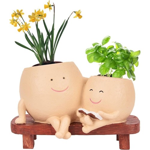 Smily face planter pot cute - planter,