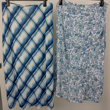 M&S 2Pcs Bundle Size 18 Blue Grid Check Slip Skirt Floral Midi Skirt NEW F2
