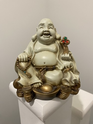 Laughing buddha stamped white - stamped,