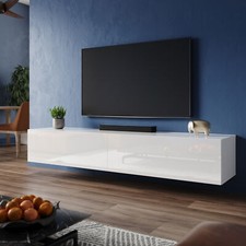 140/160/180cm White High Gloss Wall Floating TV Stand Unit Cabinet Storage Door