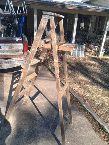 Vintage wooden painters ladder - painters,