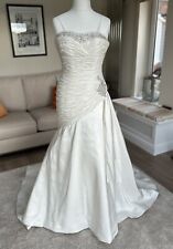 Ronald Joyce Ivory Strapless Wedding Dress Pearl Crystal Bead Train Shawl Siz 12