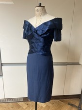 LORCAN MULLANY FOR BELLVILLE SASSOON MOTHER OF THE BRIDE 100% SILK NAVY SIZE 12