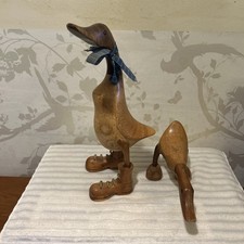 Pair Hand Carved Wood/ Bamboo