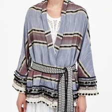 ZARA Jacket Small Blue Striped