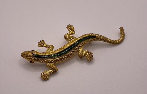 Vintage lizard brooch with - lizard,