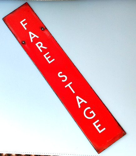 Vintage enamel bus stop fare - enamel,