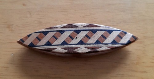 Wood tatting shuttle - wood, inlaid