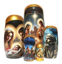 Nativity 5 Piece Nesting Dolls, Stacking Toy Christmas Collectible Gift