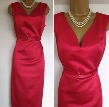 Vintage 1940s 1950s Style Red pencil wiggle Christmas Party Dress Size 14