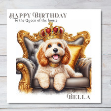 Personalised Card Queen Cockapoo Birthday Card (wording can be changed)