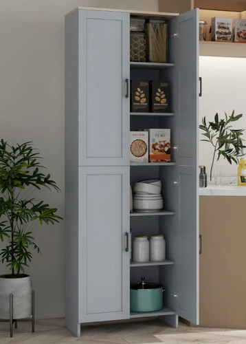Tall kitchen cupboard - cupboard, grey