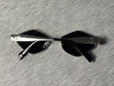 Black hexagon lens light gold tone metal womens fashion sunglasses