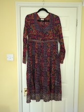 NWOT East Artisan X Anokhi Multicoloured Block Print Cotton Midi Dress Size 12