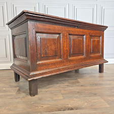 Antique 18th Century Oak Coffer / Mule Chest – Panelled - Wood Trunk Blanket Box