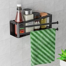 Towel Rail, Wall Mounted Towel Rack Holder With 2 Swivel Bars, Kitchen, Bathroom