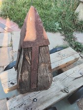 Antique Oak And Iron 12" Post Topper,bollard Hand Forged Nails, Solid Iron