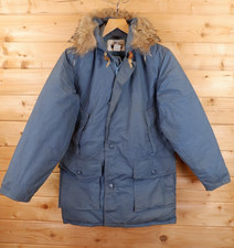 Vintage Men's Woolrich Waterproof Down Arctic Parka Jacket Coat S Blue