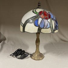 Vintage Tiffany Style Table Lamp Stained Glass Bedside Light Flower Design