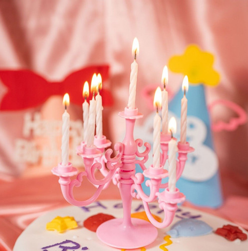 Pink vintage candlestick - -,