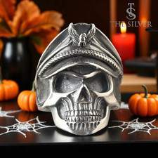 Hand Made pure 925 Silver Sterling man Ring with Halloween Skull