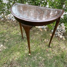 Mahogany Inlaid Demi Lune Half