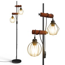 2 Light Vintage Floor lamp Industrial Standing Reading Light Living Room Bedroom