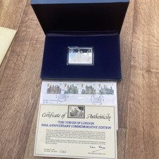 Danbury Mint Historic Buildings Silver Ingot And Stamps. COA. 260