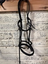 Leather Cavesson Raised Noseband Bridle Black Full Size